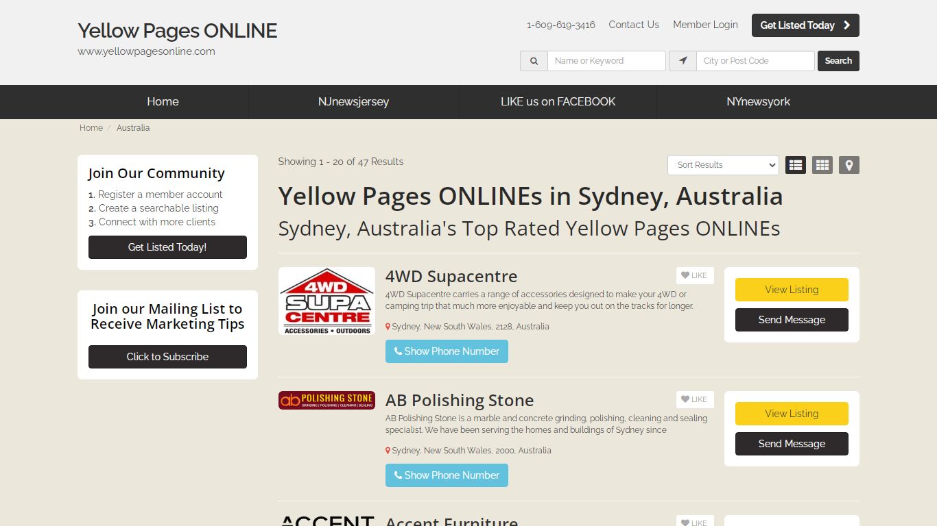 Yellow Pages ONLINEs in Sydney, Australia