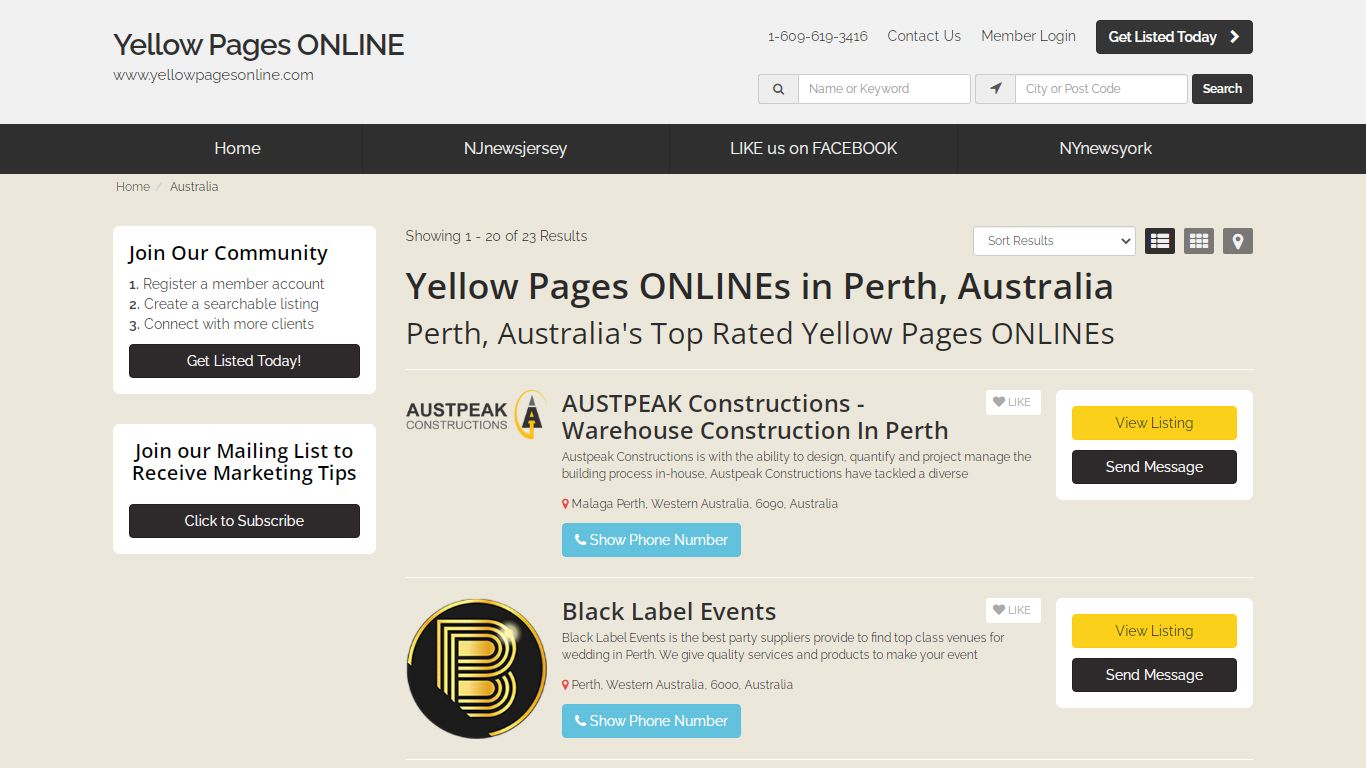 Perth, Australia Yellow Pages ONLINE - Find Yellow Pages ONLINEs in ...